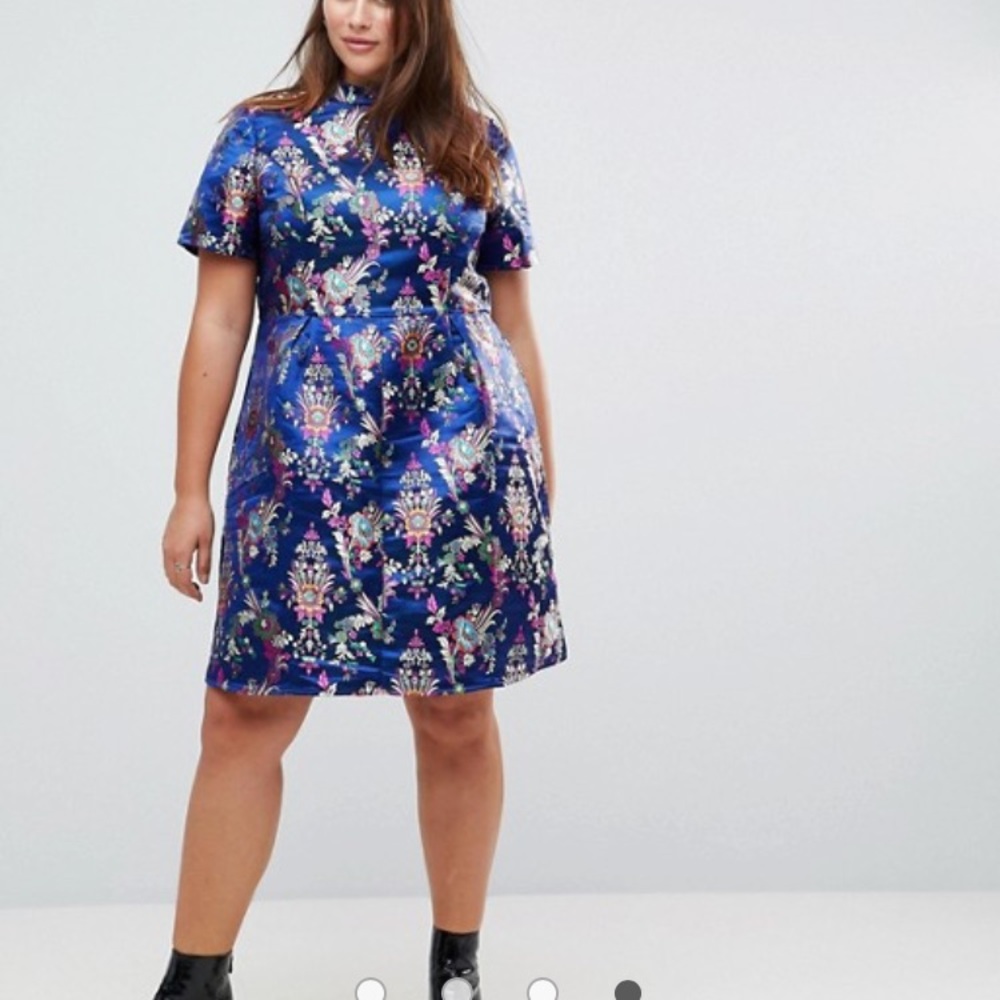 NWT ASOS Glamorous Curve Brocade Dress Sz 18